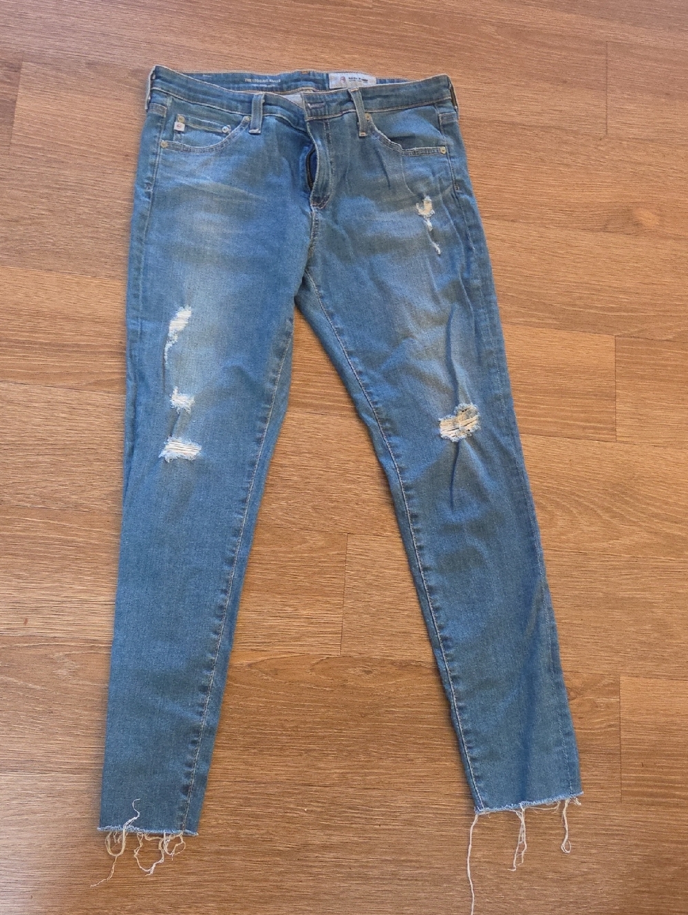 AG Adriano Goldschmied Distressed Blue Denim Jeans